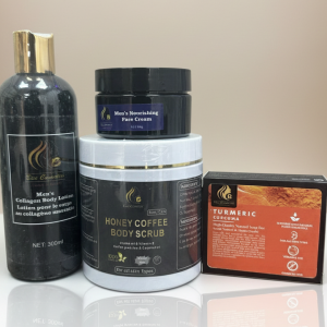 Men's Nourishing Combo Set (Body Lotion, Body Scrub, Turmeric Soap with Face Cream)#4