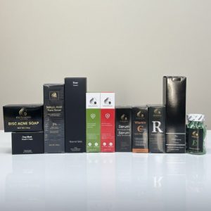 ACNE COMBO FOR NORMAL TO COMBINATION (DARK SKIN)#10 (Acne soap, toner, Salicylic scrub, skin capsule, sulphur, herbal, vitamin c, retinol and clay mask)