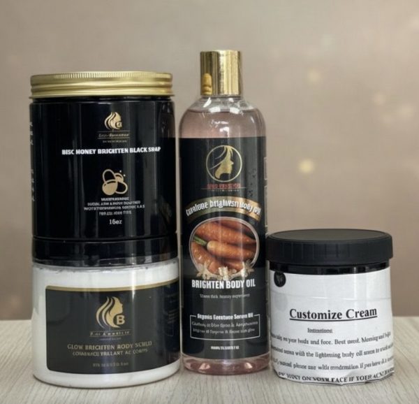 Customized Cream, Glow Brighten Body Scrub 16oz, Brighten Black Soap, Brighten Body Oil  400ml #4