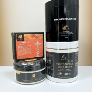 Turmeric Shea Butter Combo (Shea butter, Turmeric soap, scrub, Black Soap)#4