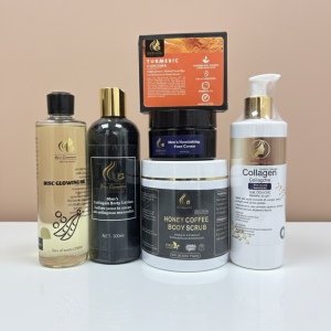 Men's Nourishing Combo Set (Men's Body cream, Face cream, Scrub, Turmeric soap, Glow oil, Collagen Shower Gel)#6