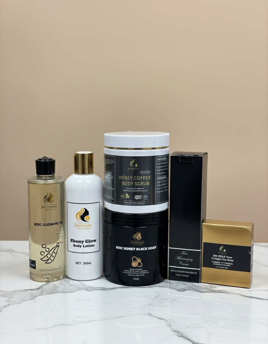 Ebony Glow Combo (face cream 50ml, Glow oil, 24k bar soap, scrub, Black soap)#6