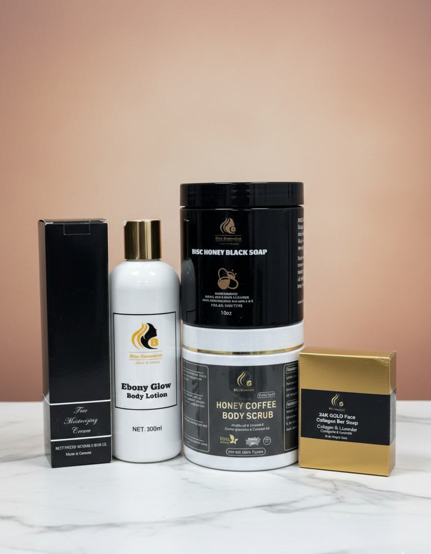 Ebony Glow Combo (face cream 50ml, 24k bar soap, scrub and black soap)#5