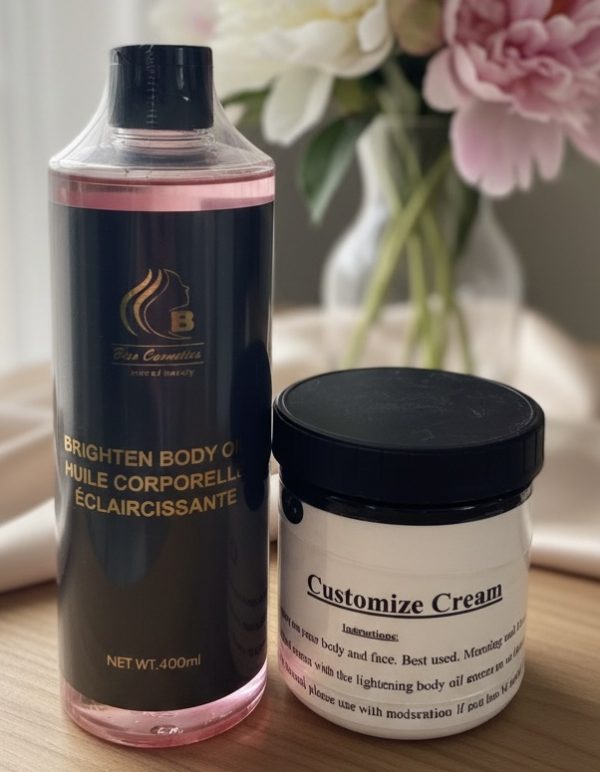 Customize Cream 8oz with Brighten Body Oil Combo Set #2