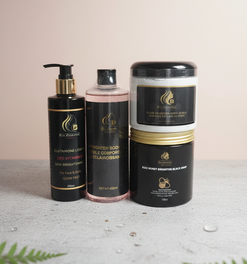 Glutathione face and body lotion Combo (body scrub, brighten body oil 400ml honey brightening black soap)#4