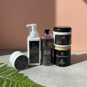 Brighten lotion Combo Set (brighten face cream, honey brightening black soap,body scrub and Brighten body oil)#5